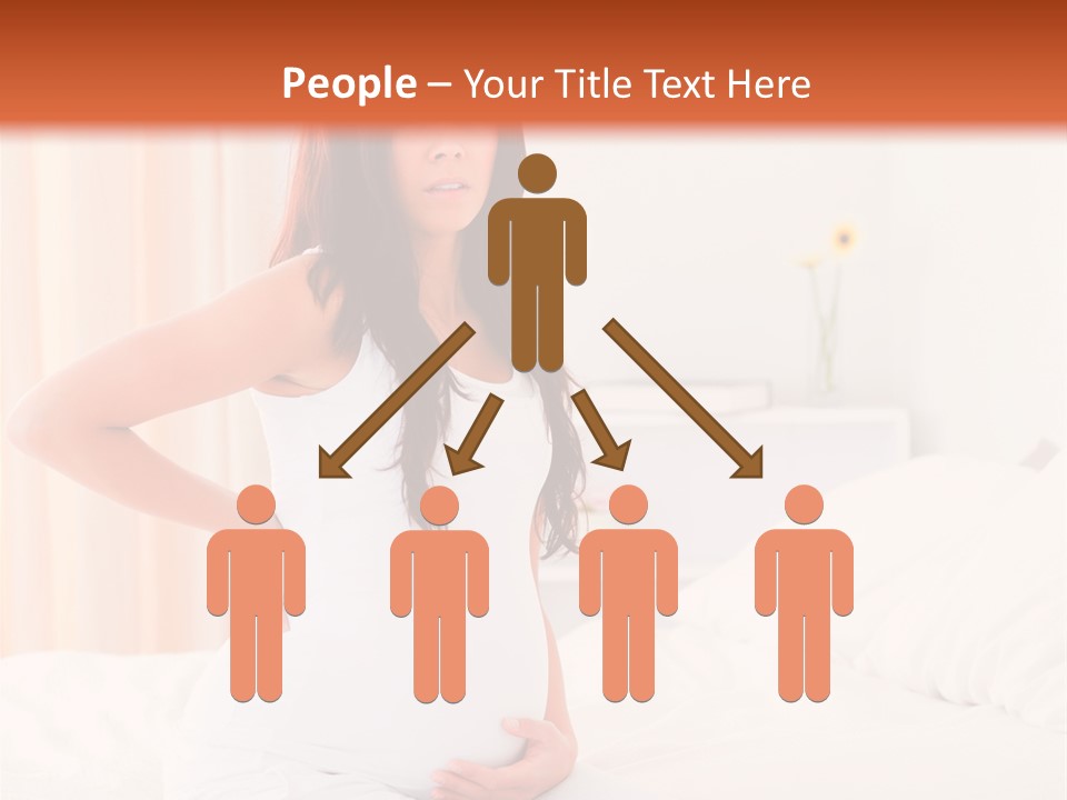 A Pregnant Woman Sitting On A Bed With Her Hands On Her Hips PowerPoint Template