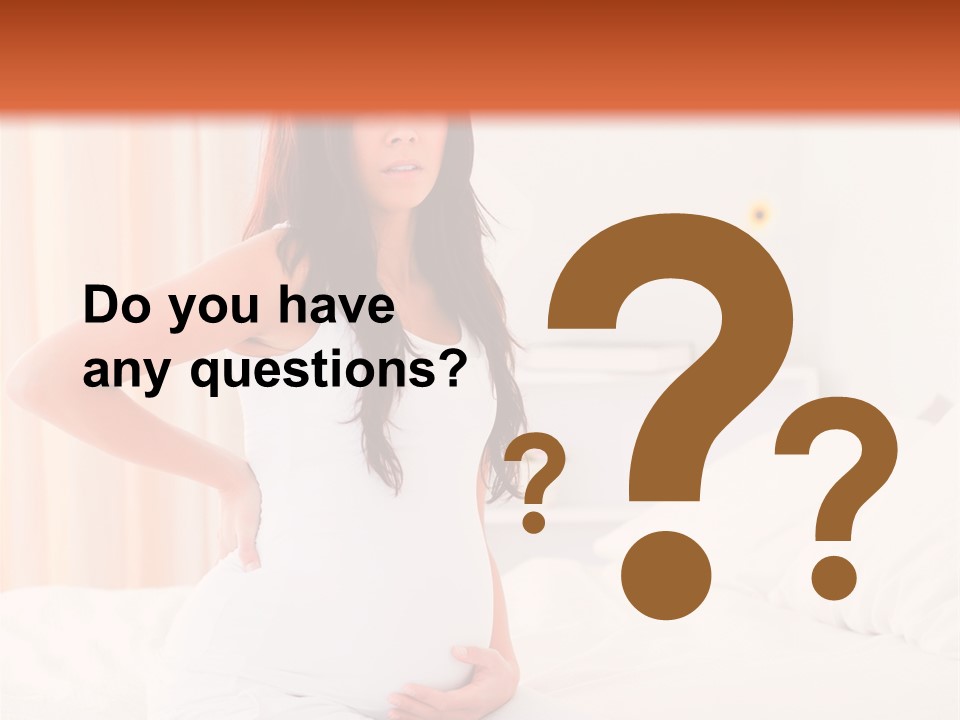 A Pregnant Woman Sitting On A Bed With Her Hands On Her Hips PowerPoint Template