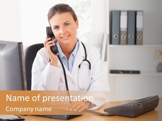 Phone Smile Desk PowerPoint Template