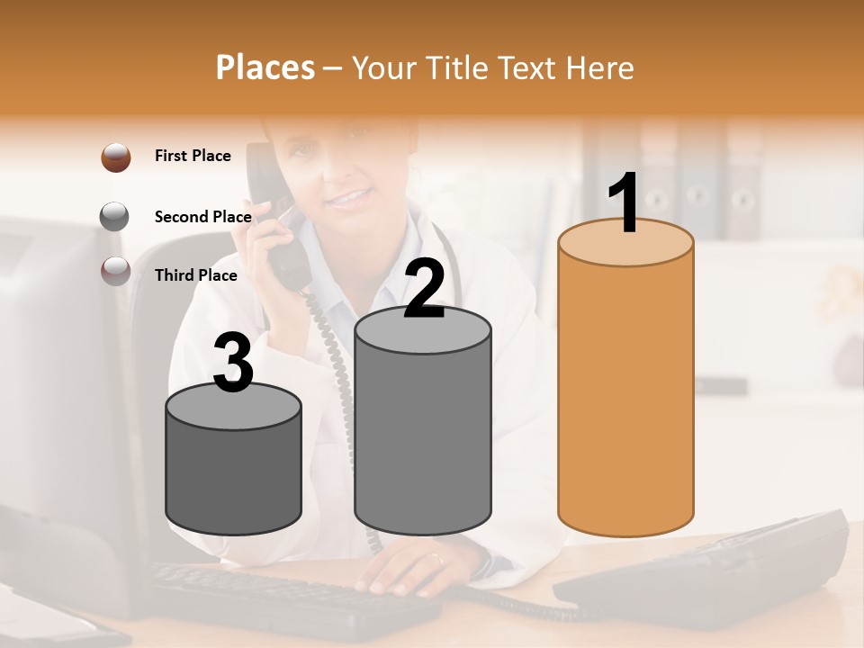 Phone Smile Desk PowerPoint Template
