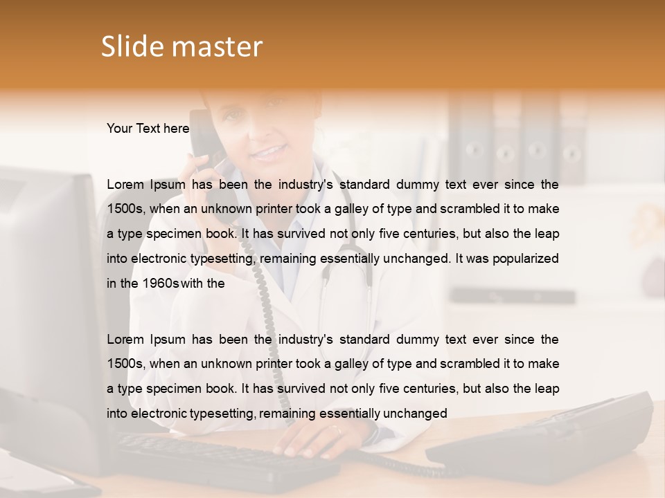 Phone Smile Desk PowerPoint Template