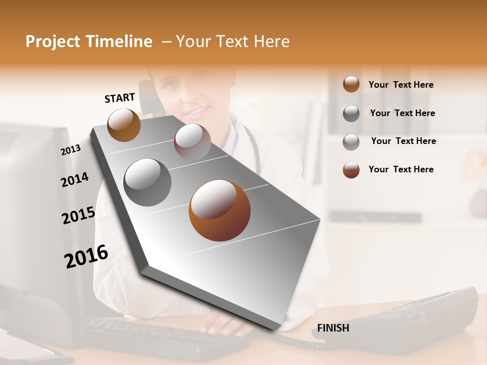 Phone Smile Desk PowerPoint Template