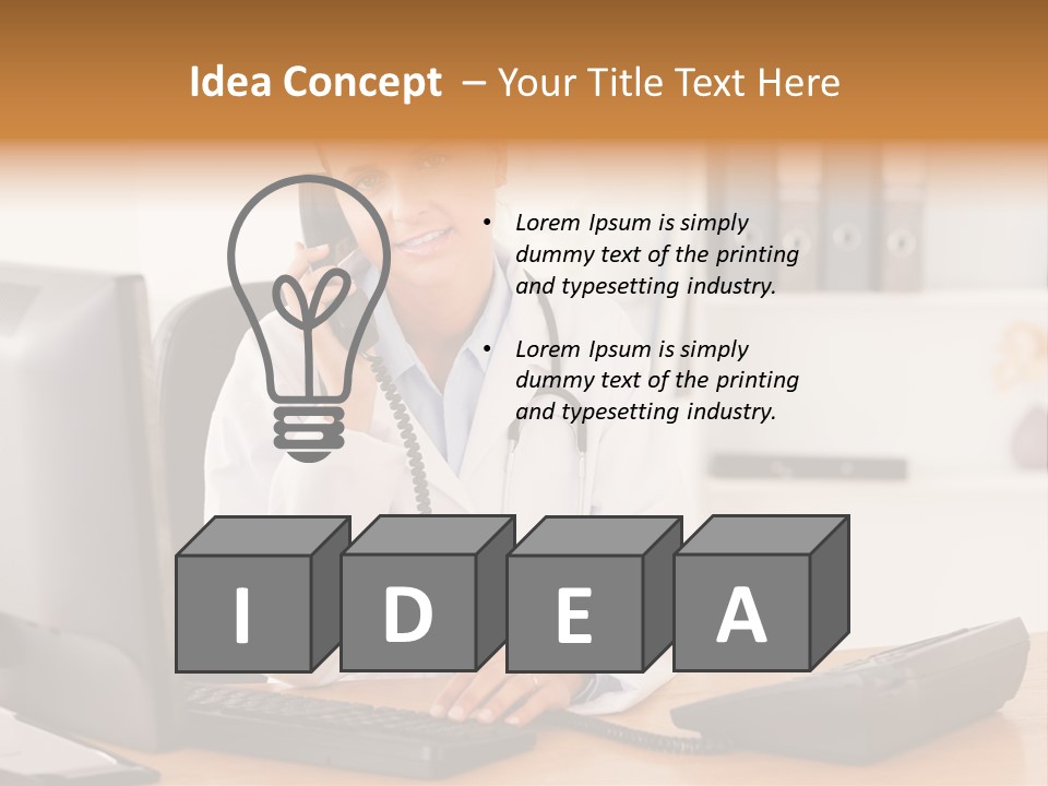 Phone Smile Desk PowerPoint Template