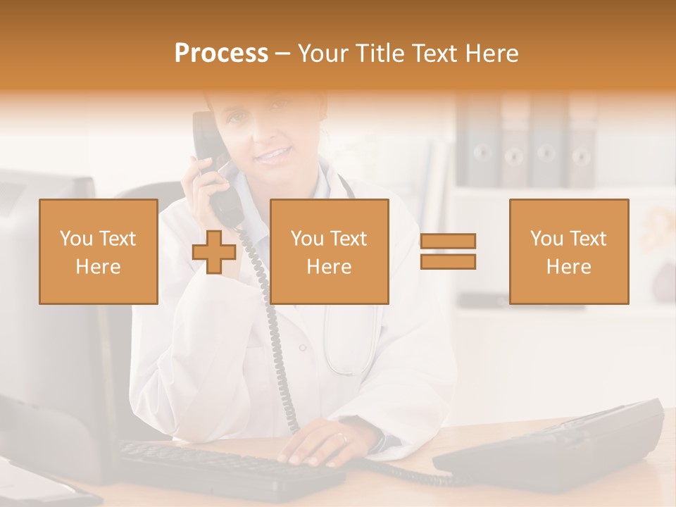 Phone Smile Desk PowerPoint Template
