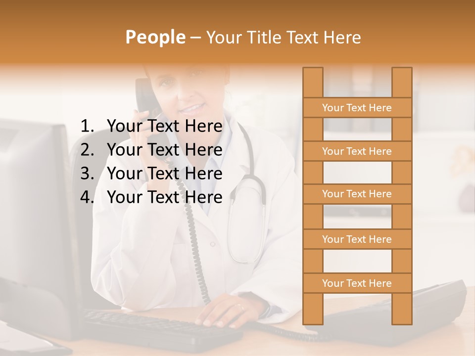 Phone Smile Desk PowerPoint Template