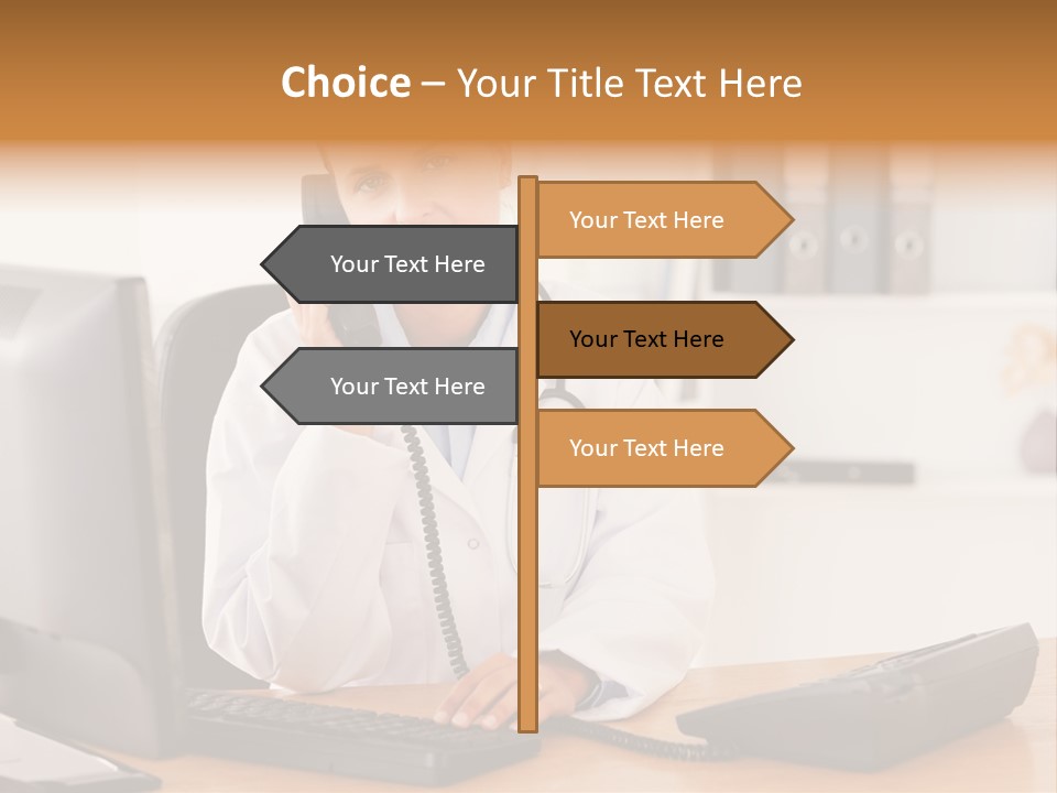 Phone Smile Desk PowerPoint Template