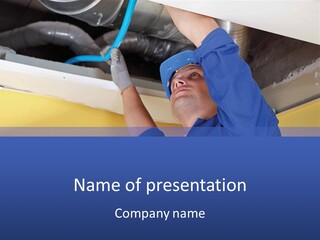 A Man Working On An Air Conditioner PowerPoint Template
