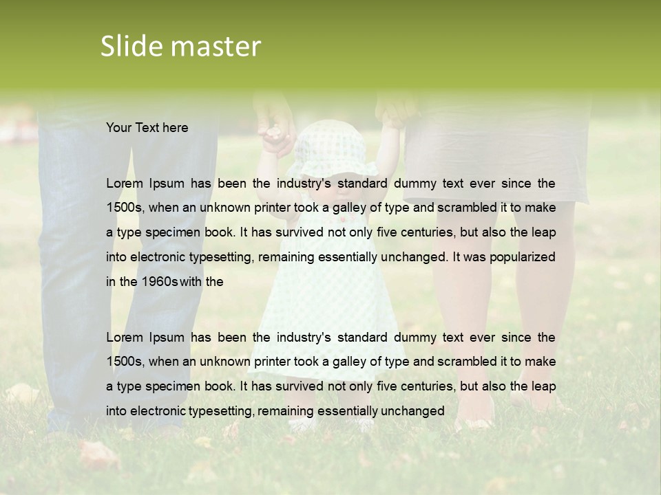 A Little Girl Holding The Hand Of Her Parents PowerPoint Template