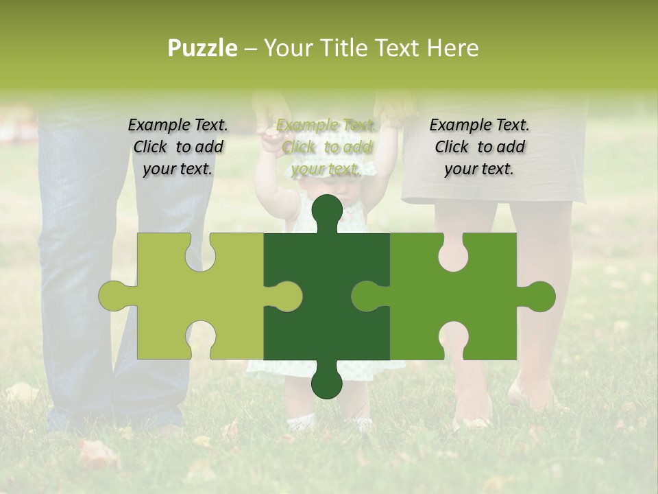 A Little Girl Holding The Hand Of Her Parents PowerPoint Template