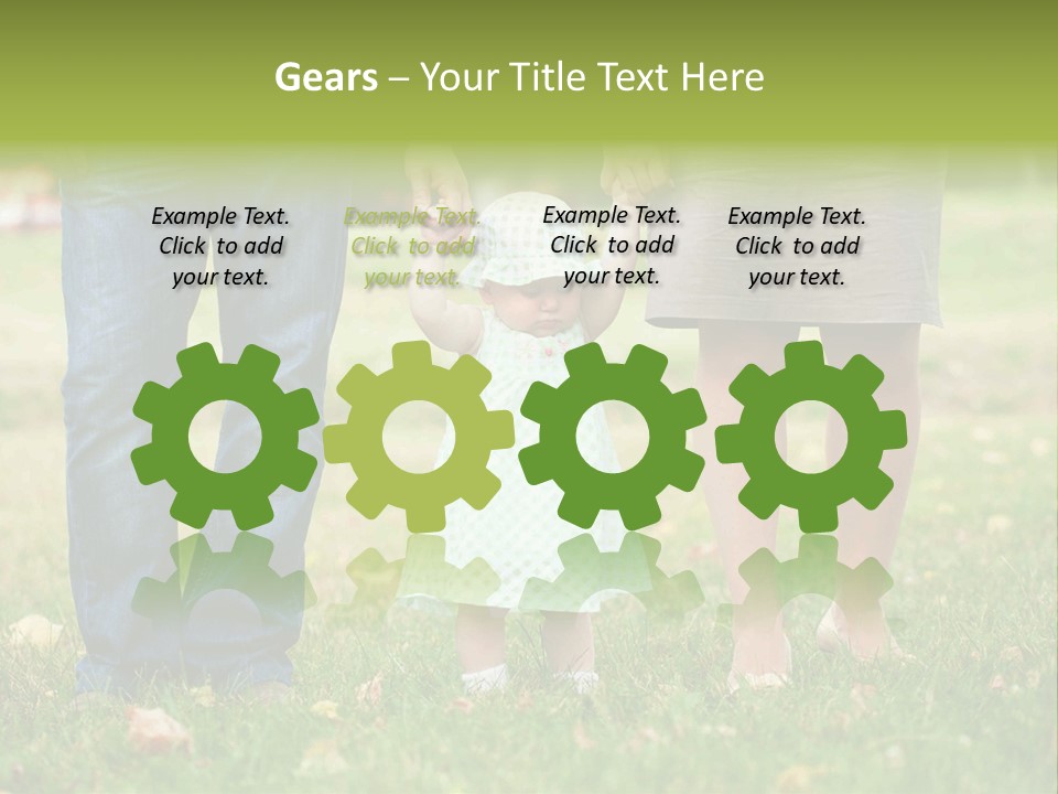 A Little Girl Holding The Hand Of Her Parents PowerPoint Template