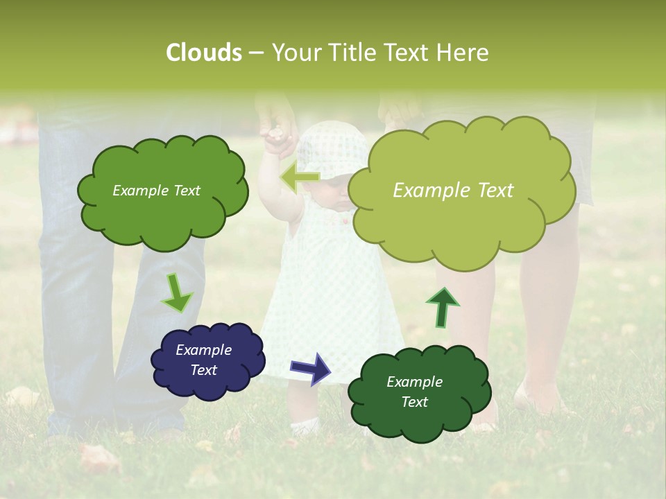 A Little Girl Holding The Hand Of Her Parents PowerPoint Template