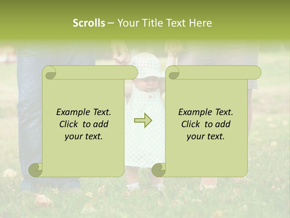 A Little Girl Holding The Hand Of Her Parents PowerPoint Template