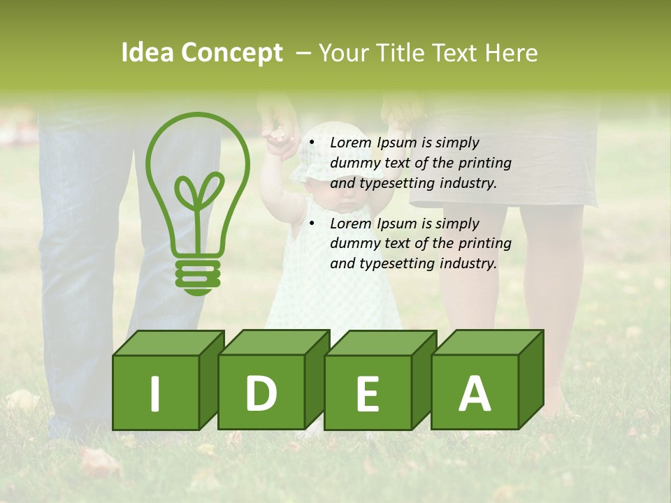 A Little Girl Holding The Hand Of Her Parents PowerPoint Template