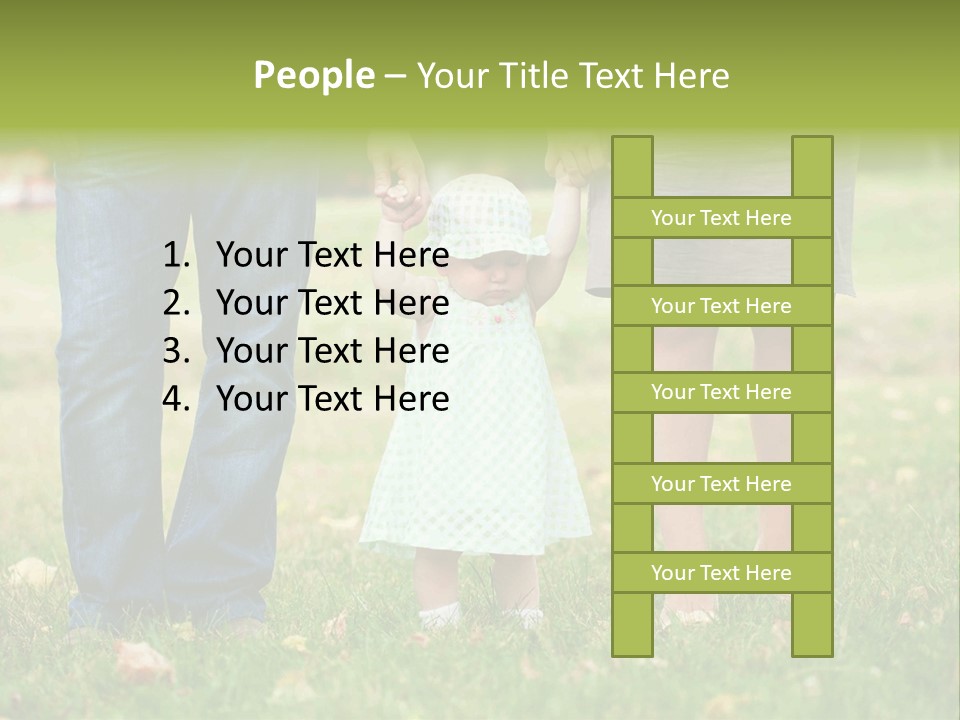 A Little Girl Holding The Hand Of Her Parents PowerPoint Template