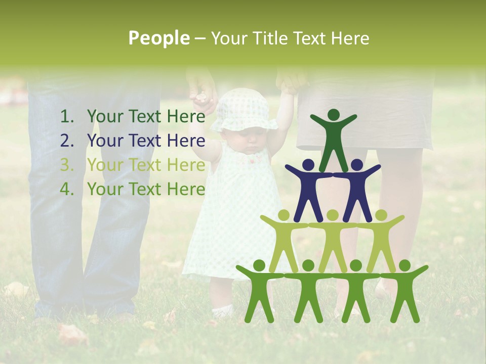 A Little Girl Holding The Hand Of Her Parents PowerPoint Template