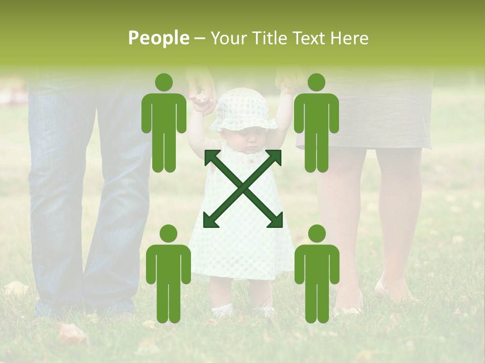 A Little Girl Holding The Hand Of Her Parents PowerPoint Template
