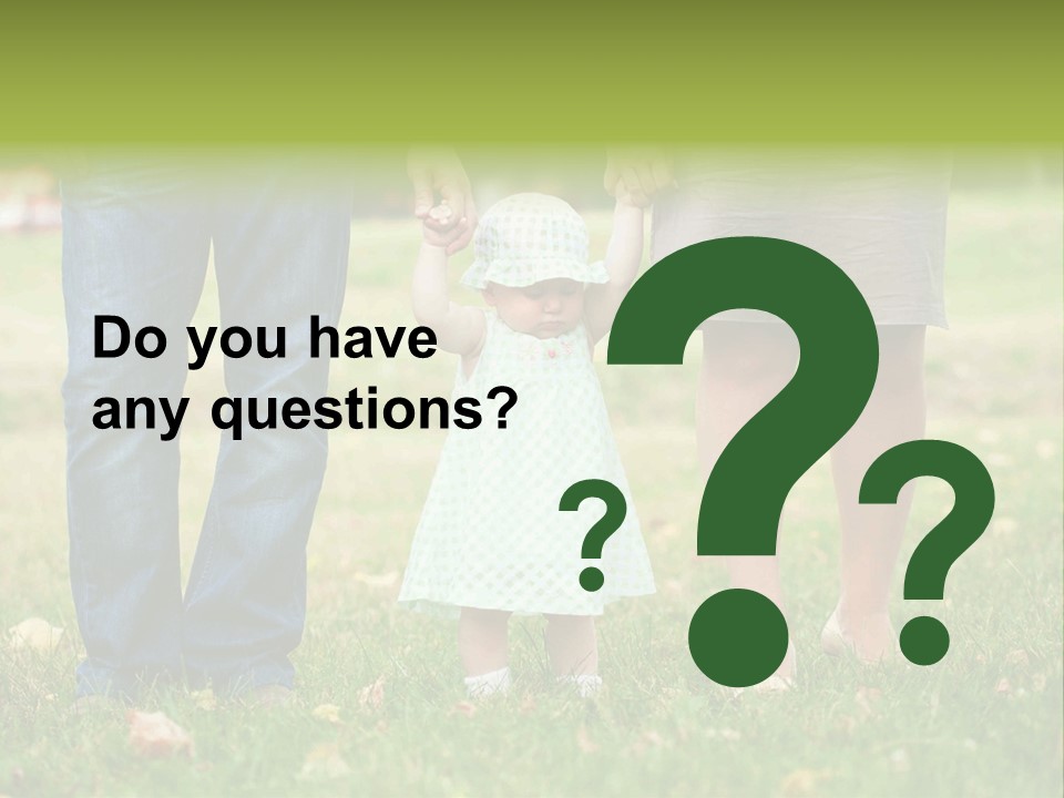 A Little Girl Holding The Hand Of Her Parents PowerPoint Template