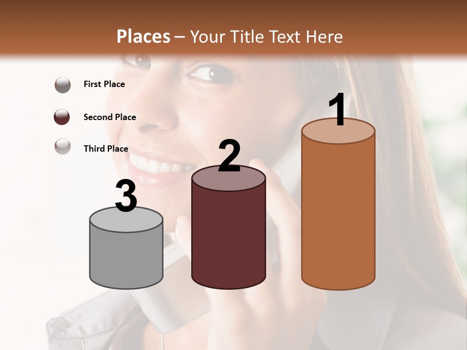 A Woman Talking On A Phone With A Smile On Her Face PowerPoint Template