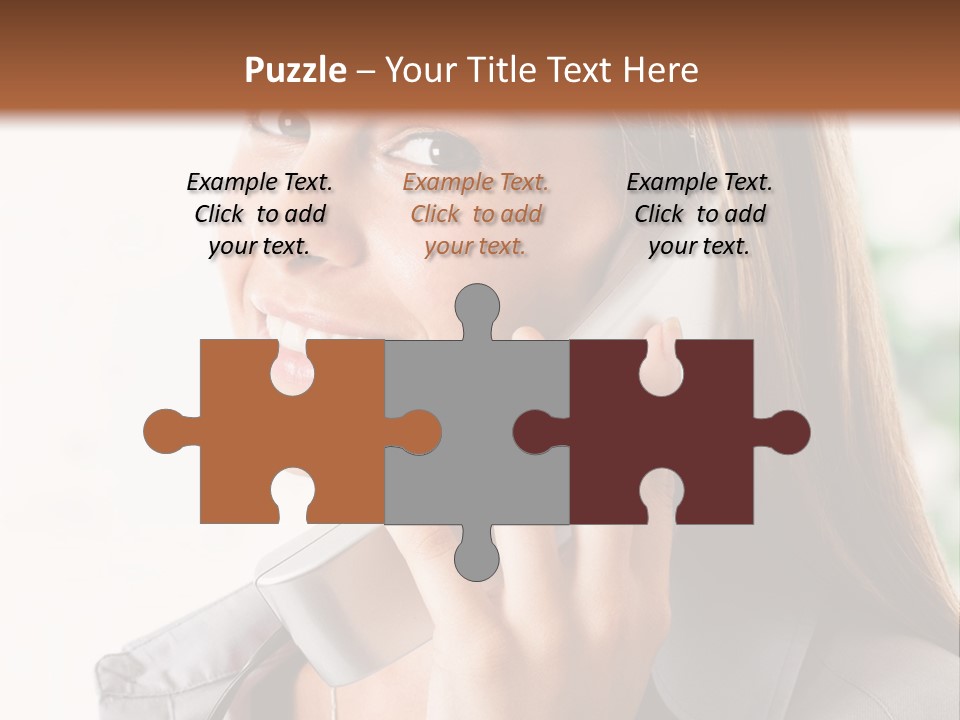 A Woman Talking On A Phone With A Smile On Her Face PowerPoint Template