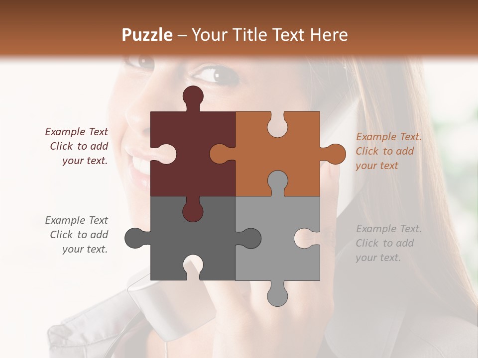A Woman Talking On A Phone With A Smile On Her Face PowerPoint Template