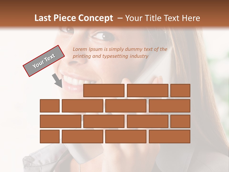 A Woman Talking On A Phone With A Smile On Her Face PowerPoint Template