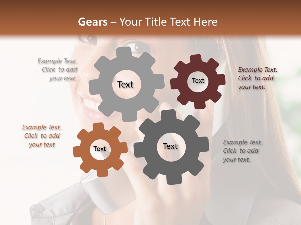 A Woman Talking On A Phone With A Smile On Her Face PowerPoint Template