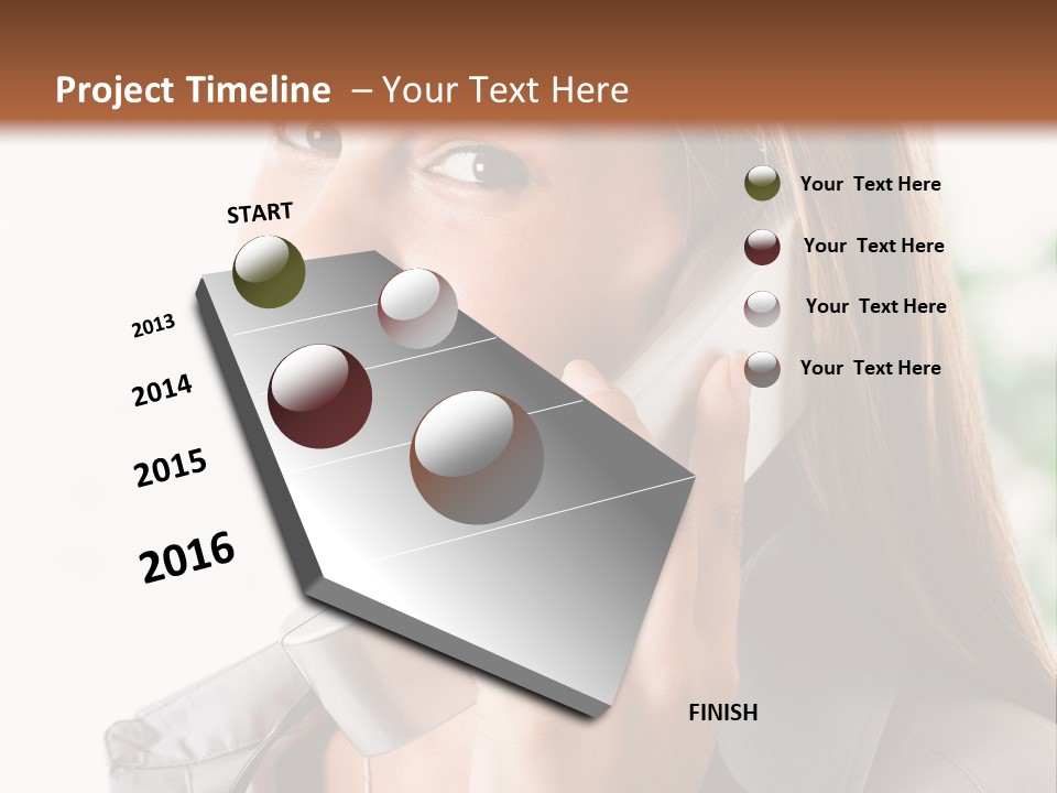 A Woman Talking On A Phone With A Smile On Her Face PowerPoint Template