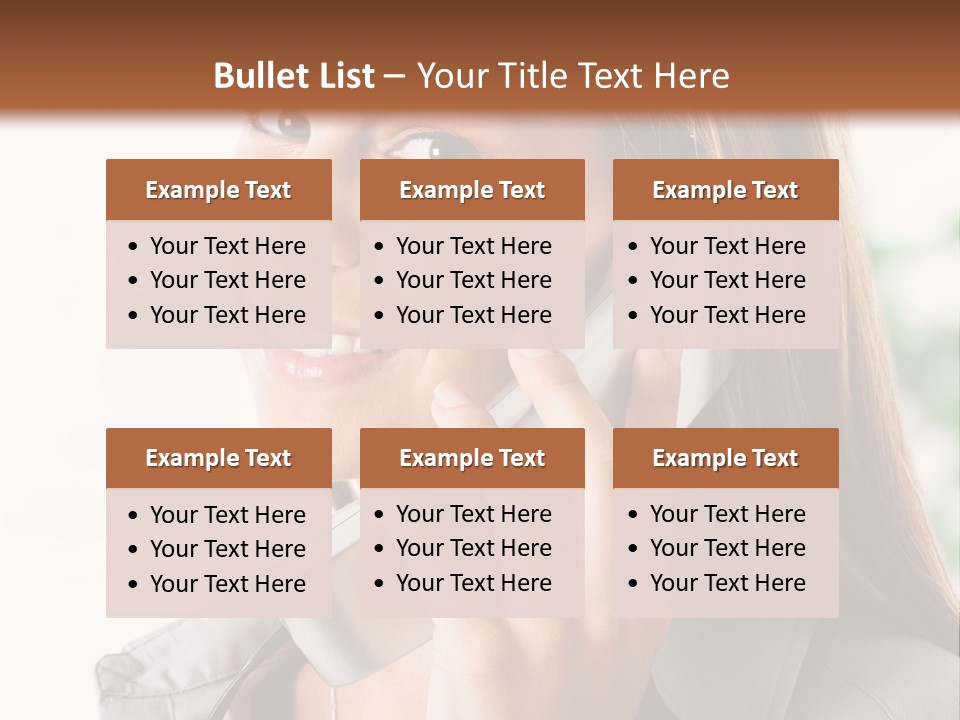 A Woman Talking On A Phone With A Smile On Her Face PowerPoint Template