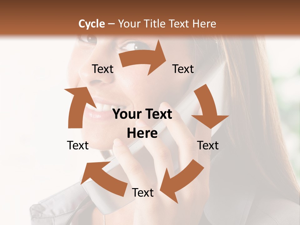 A Woman Talking On A Phone With A Smile On Her Face PowerPoint Template