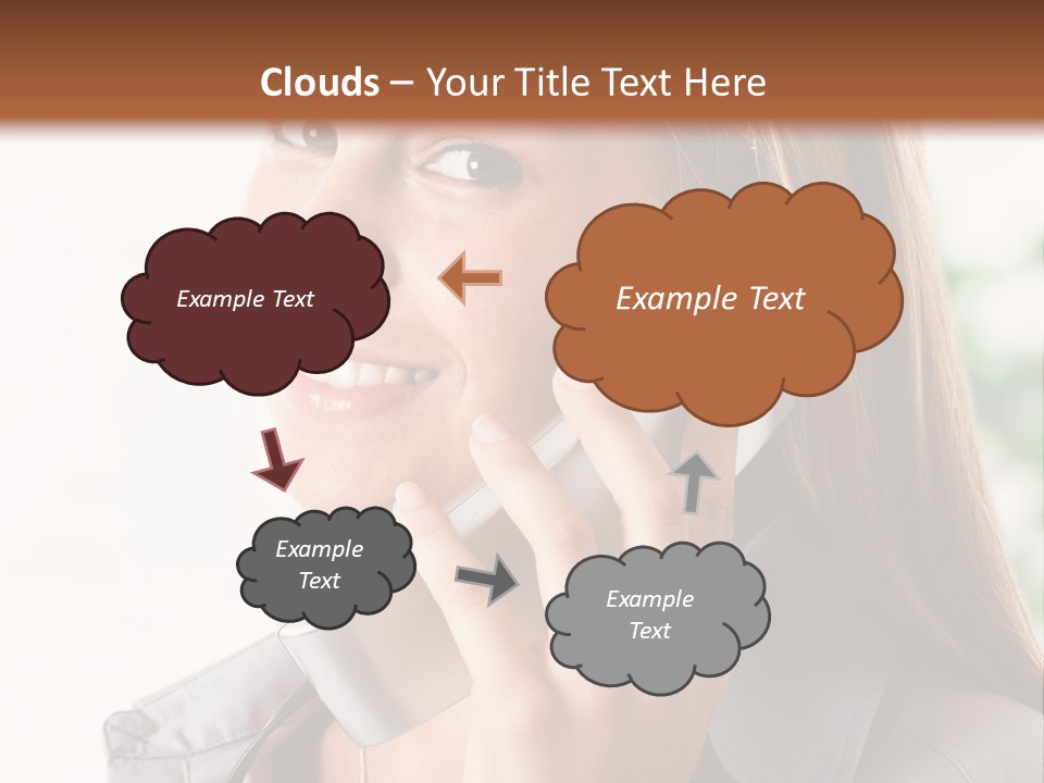 A Woman Talking On A Phone With A Smile On Her Face PowerPoint Template