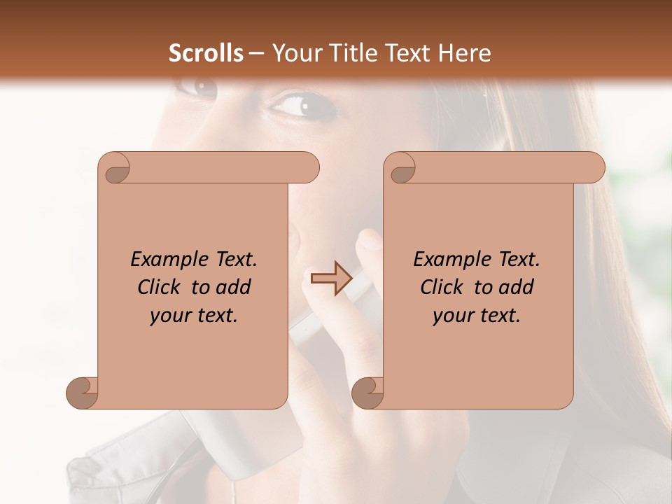 A Woman Talking On A Phone With A Smile On Her Face PowerPoint Template