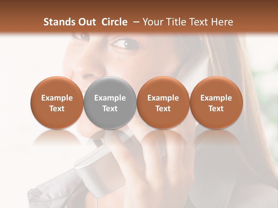 A Woman Talking On A Phone With A Smile On Her Face PowerPoint Template