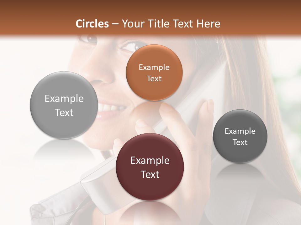 A Woman Talking On A Phone With A Smile On Her Face PowerPoint Template
