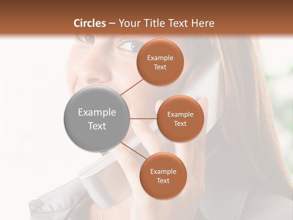 A Woman Talking On A Phone With A Smile On Her Face PowerPoint Template