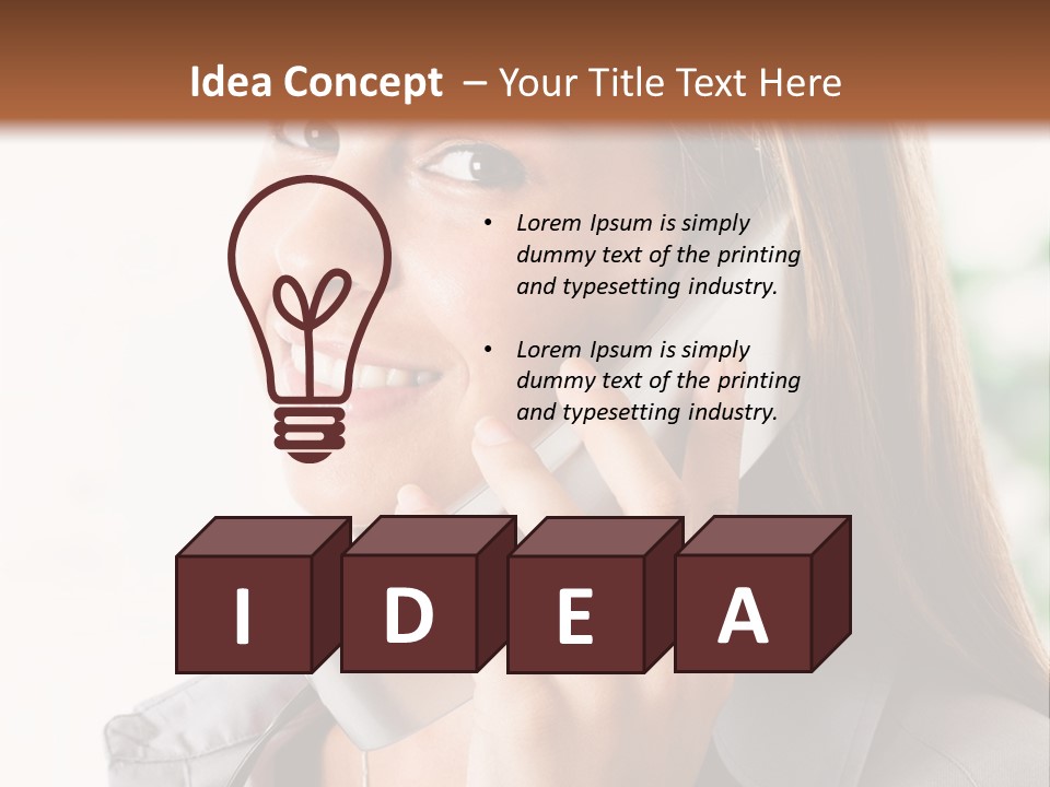 A Woman Talking On A Phone With A Smile On Her Face PowerPoint Template