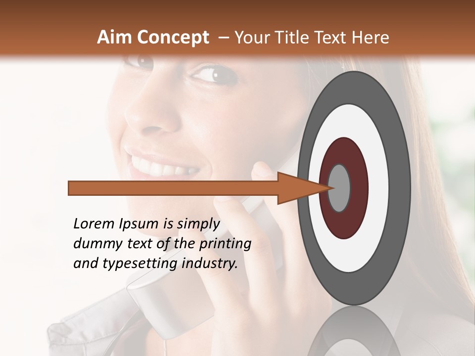 A Woman Talking On A Phone With A Smile On Her Face PowerPoint Template