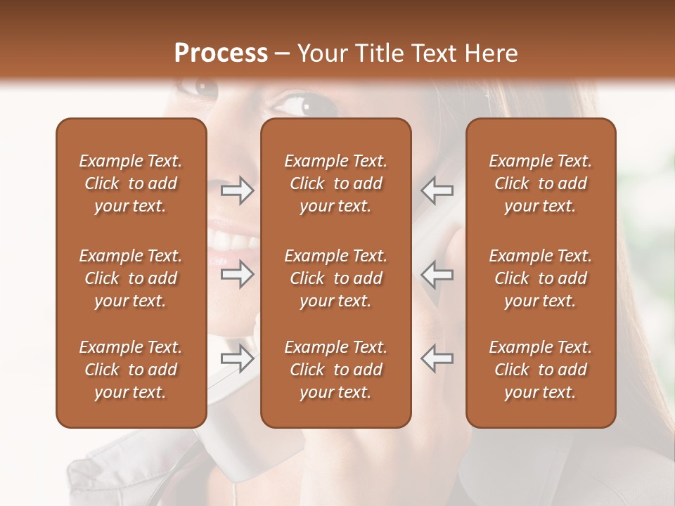 A Woman Talking On A Phone With A Smile On Her Face PowerPoint Template