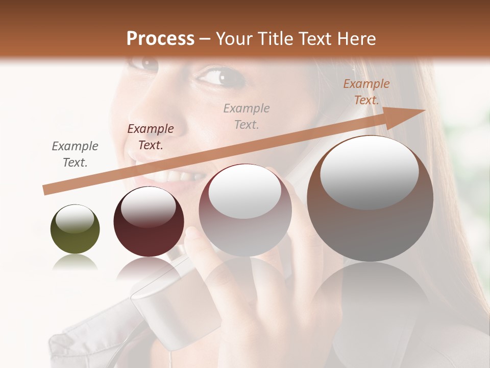 A Woman Talking On A Phone With A Smile On Her Face PowerPoint Template