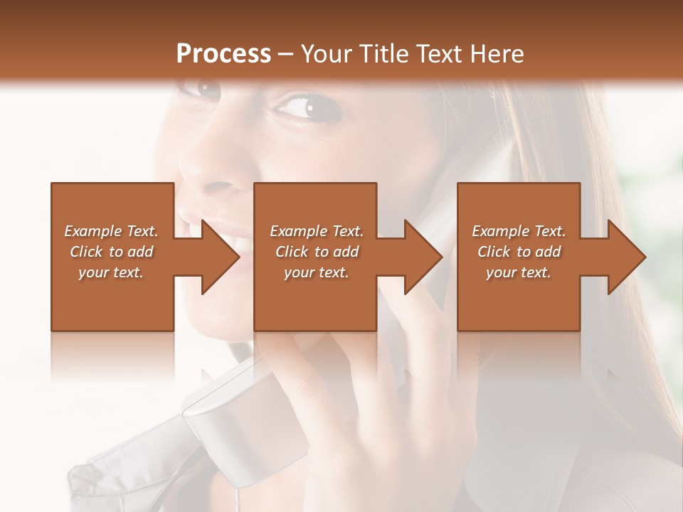 A Woman Talking On A Phone With A Smile On Her Face PowerPoint Template