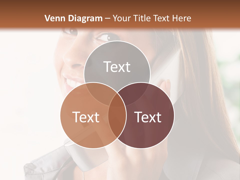 A Woman Talking On A Phone With A Smile On Her Face PowerPoint Template