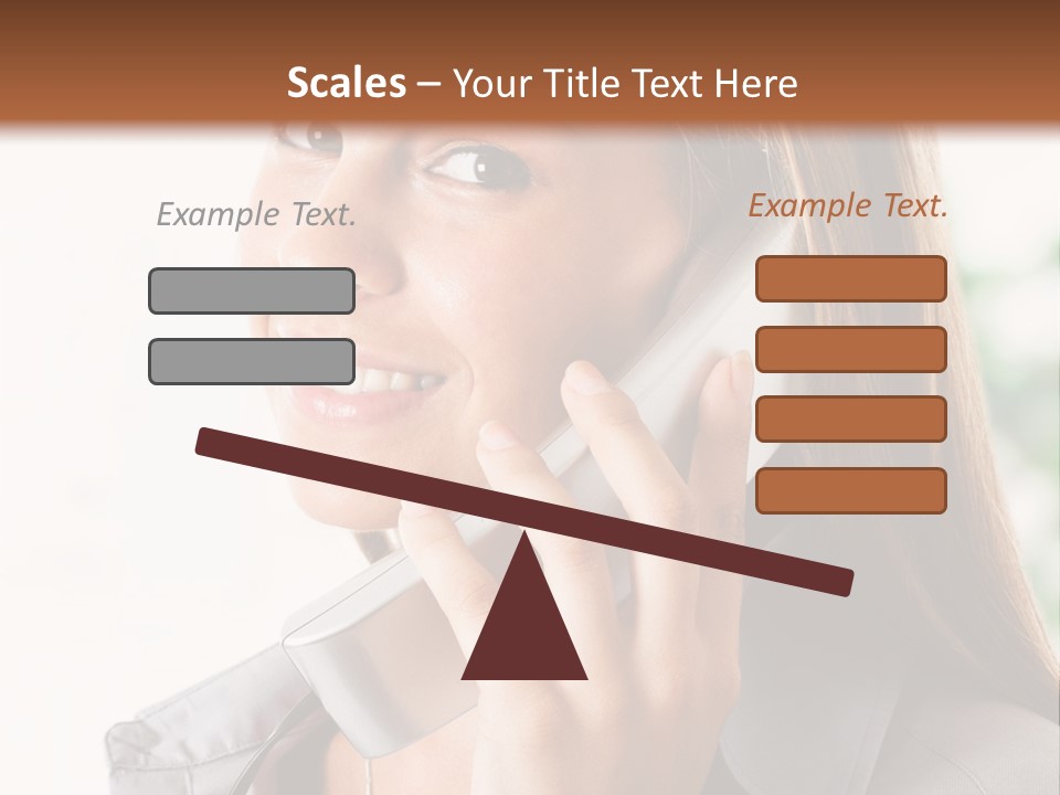 A Woman Talking On A Phone With A Smile On Her Face PowerPoint Template