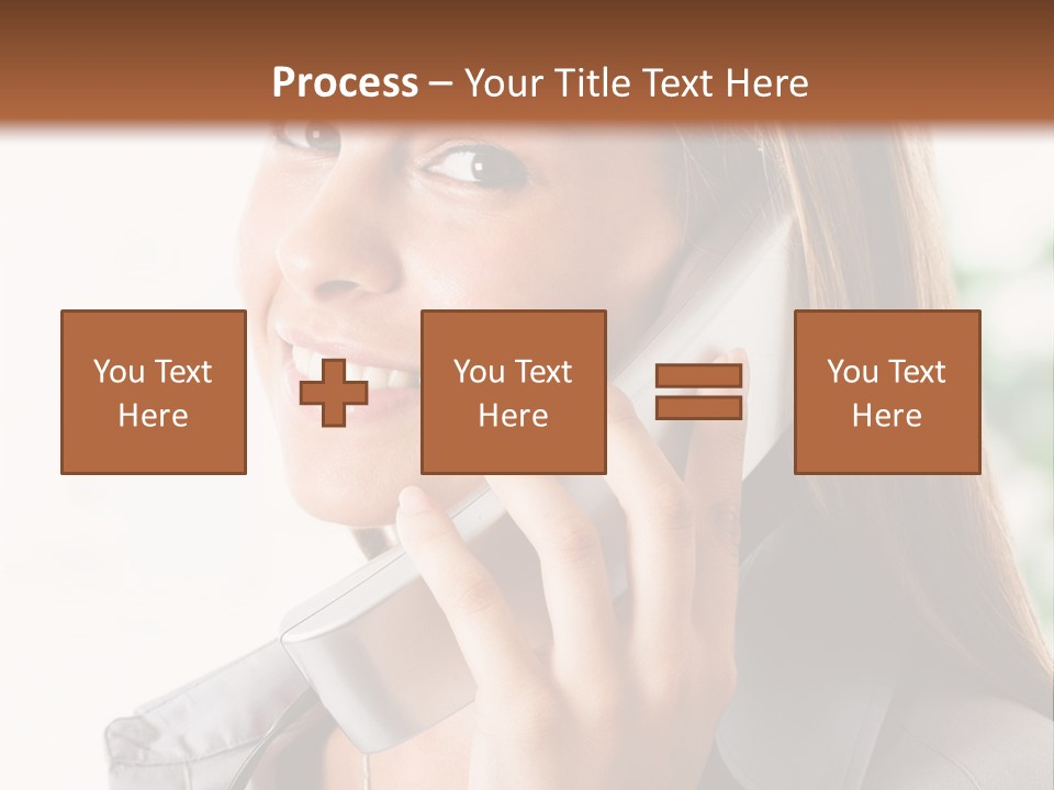 A Woman Talking On A Phone With A Smile On Her Face PowerPoint Template