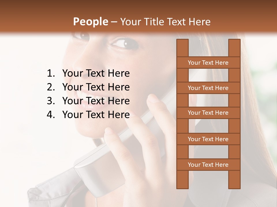 A Woman Talking On A Phone With A Smile On Her Face PowerPoint Template