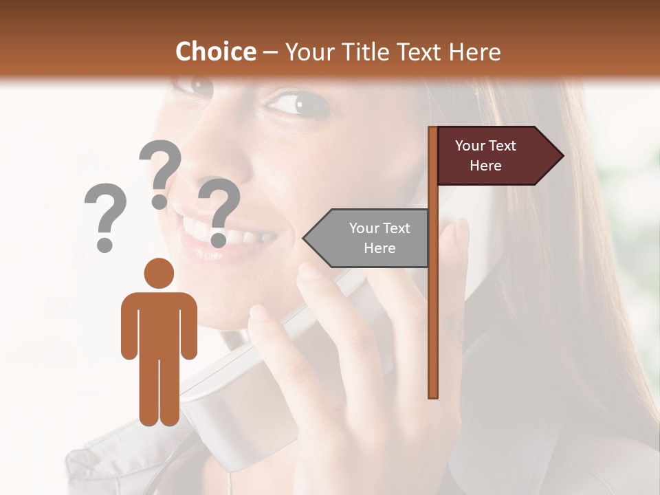 A Woman Talking On A Phone With A Smile On Her Face PowerPoint Template