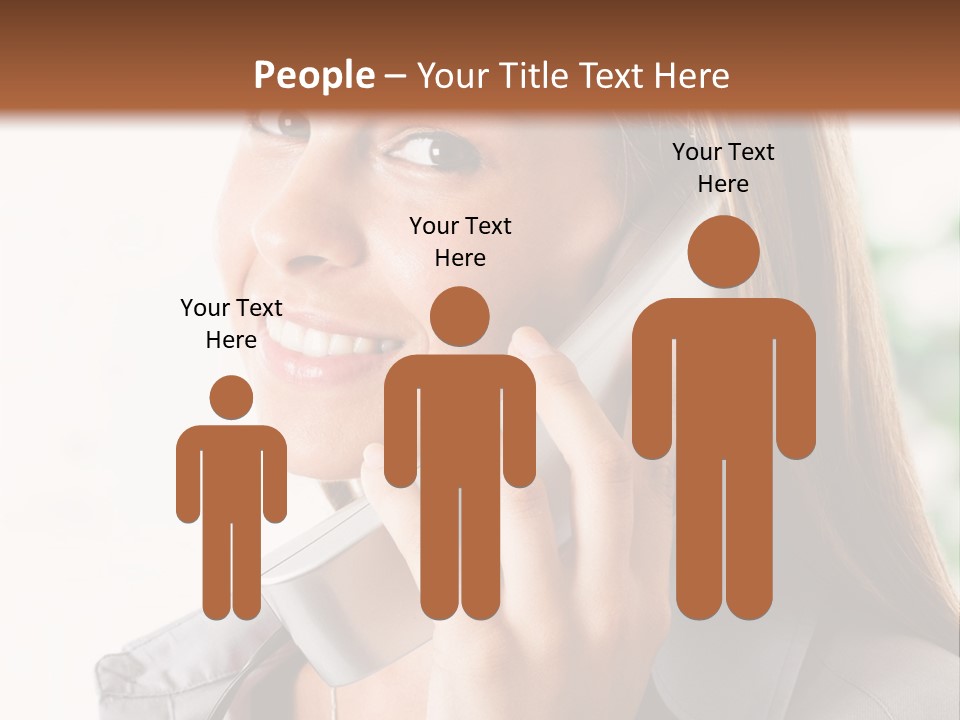 A Woman Talking On A Phone With A Smile On Her Face PowerPoint Template