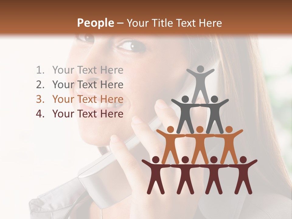 A Woman Talking On A Phone With A Smile On Her Face PowerPoint Template