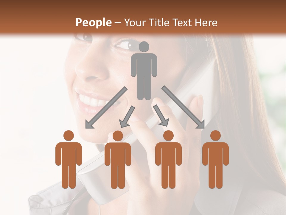 A Woman Talking On A Phone With A Smile On Her Face PowerPoint Template