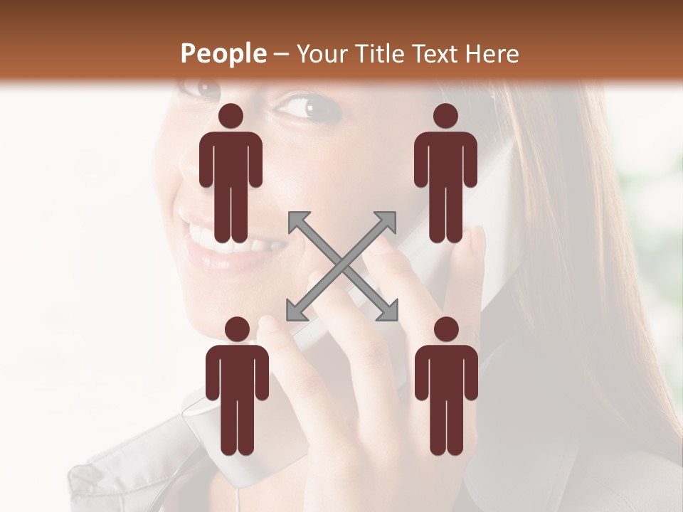 A Woman Talking On A Phone With A Smile On Her Face PowerPoint Template