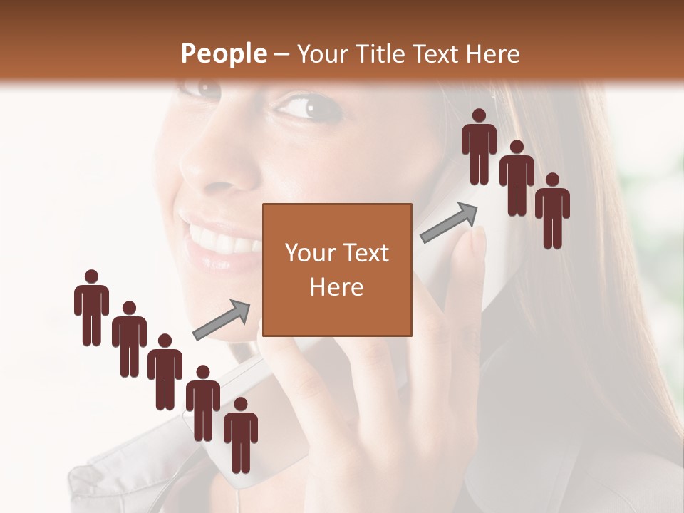 A Woman Talking On A Phone With A Smile On Her Face PowerPoint Template
