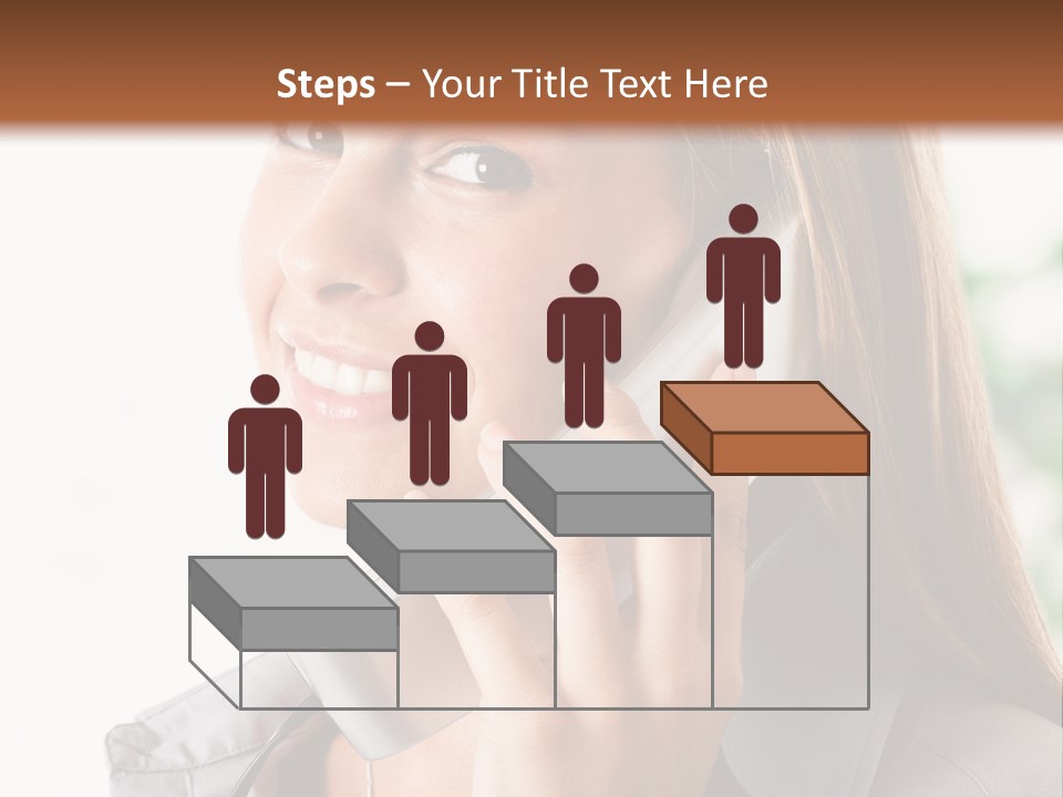 A Woman Talking On A Phone With A Smile On Her Face PowerPoint Template